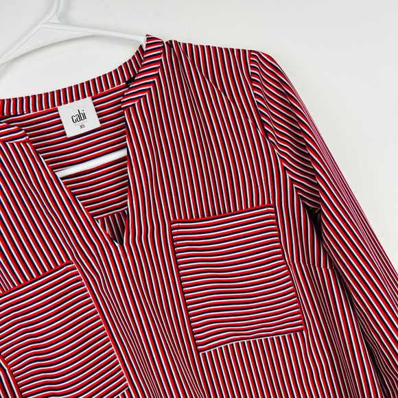 Cabi Franklin Patriot Striped Red White Blue Blouse Style 5335 Size XS - Picture 4 of 7